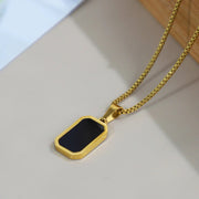 Black Rectangular Pendant Necklace